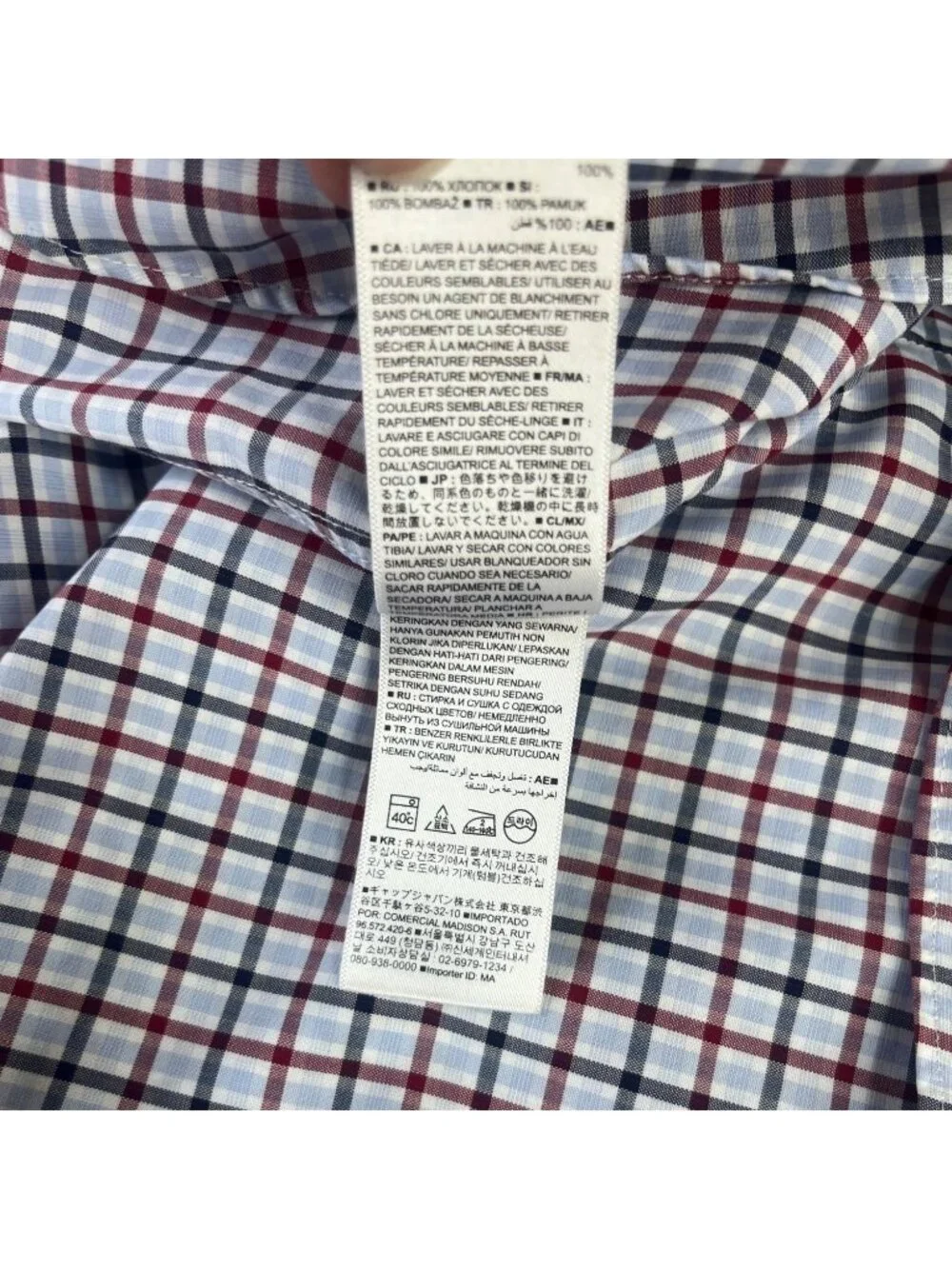Banana Republic Button Front Shirt Grant Fit Checkered Large Red Blue